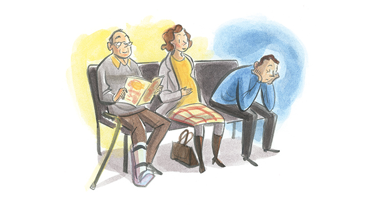 Illustration of people in a waiting room