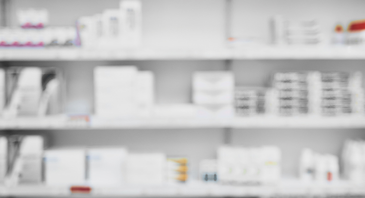 Prescrtiption shelf in a pharmacy