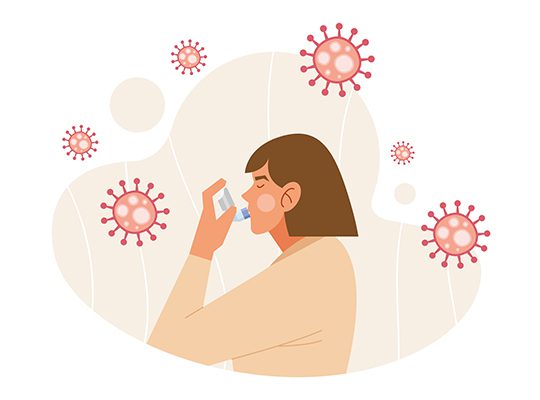 Illustration of someone using an inhaler
