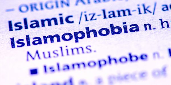 Close-up of "Islamophobia" definition in a dictionary